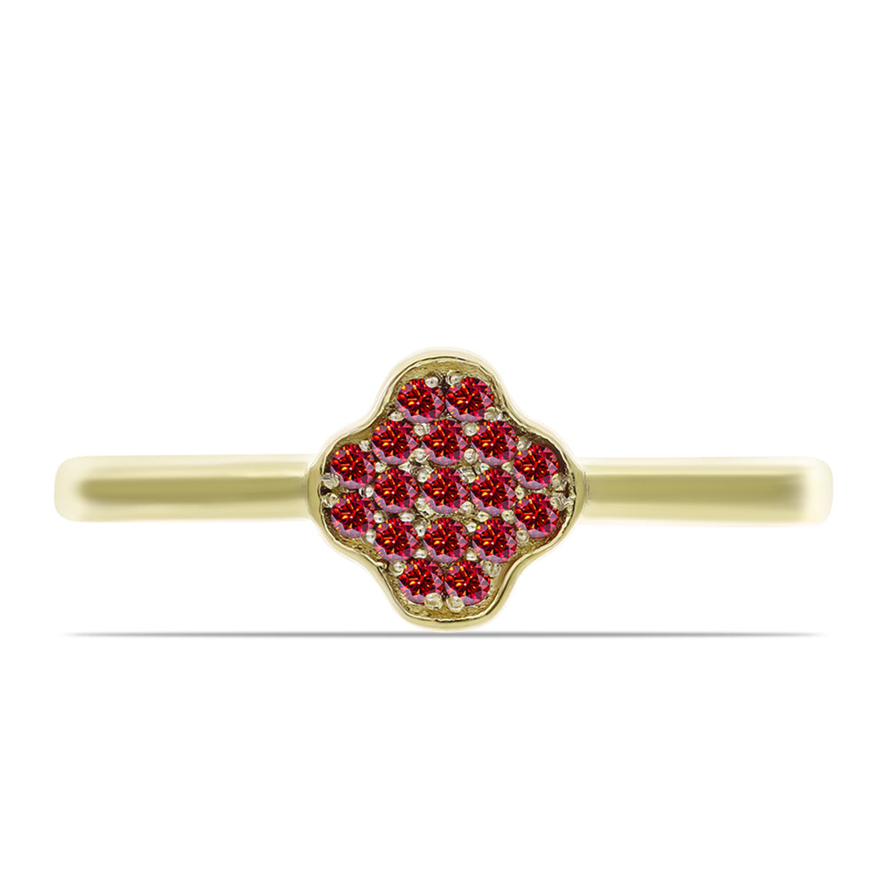 Inel din Argint 925 Placat cu Aur ( 1.9 grame ) cu Moissanite Roșu Majestic 0.13 Carate 1 