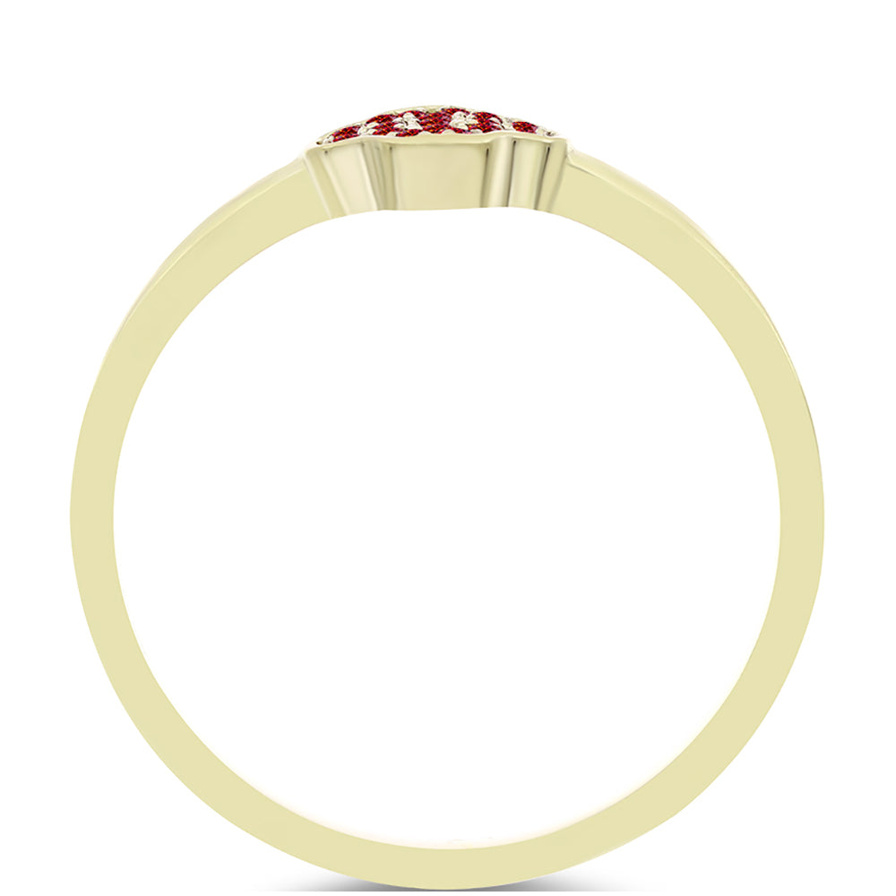 Inel din Argint 925 Placat cu Aur ( 1.9 grame ) cu Moissanite Roșu Majestic 0.13 Carate