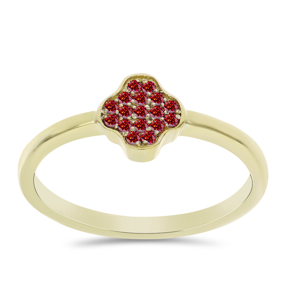 Inel din Argint 925 Placat cu Aur ( 1.9 grame ) cu Moissanite Roșu Majestic 0.13 Carate