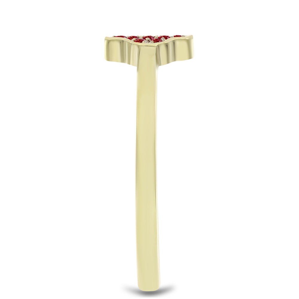 Inel din Argint 925 Placat cu Aur ( 1.9 grame ) cu Moissanite Roșu Majestic 0.13 Carate 4 