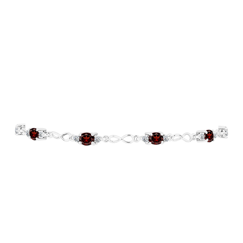 Brățară din Argint 925 ( 4.39 grame ) cu Granat Barton și Topaz Alb 2.96 Carate 2 