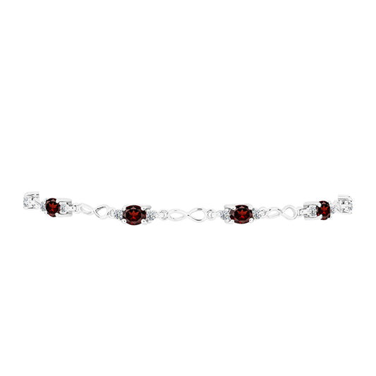 Brățară din Argint 925 ( 4.39 grame ) cu Granat Barton și Topaz Alb 2.96 Carate