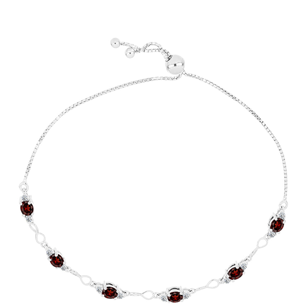 Brățară din Argint 925 ( 4.39 grame ) cu Granat Barton și Topaz Alb 2.96 Carate 1 