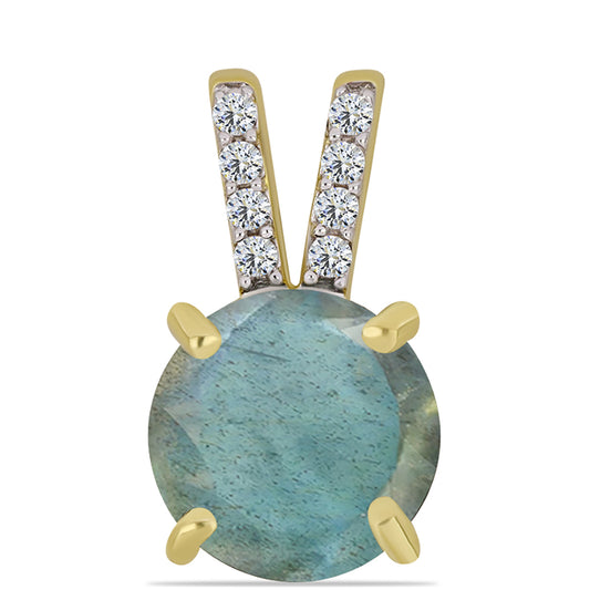 Pandantiv din Argint 925 Placat cu Aur ( 0.72 grame ) cu Labradorit și Topaz Alb 2.04 Carate