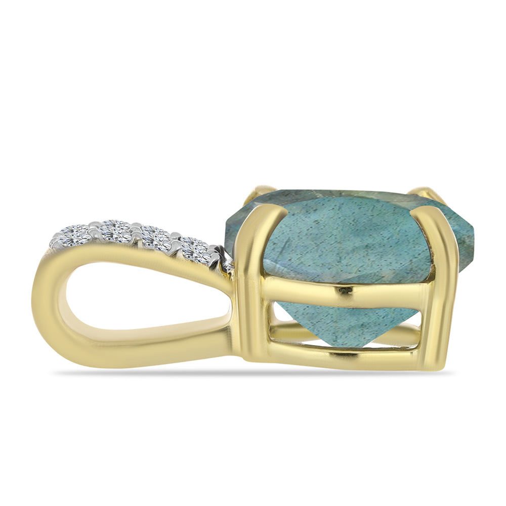 Pandantiv din Argint 925 Placat cu Aur ( 0.72 grame ) cu Labradorit și Topaz Alb 2.04 Carate 2 