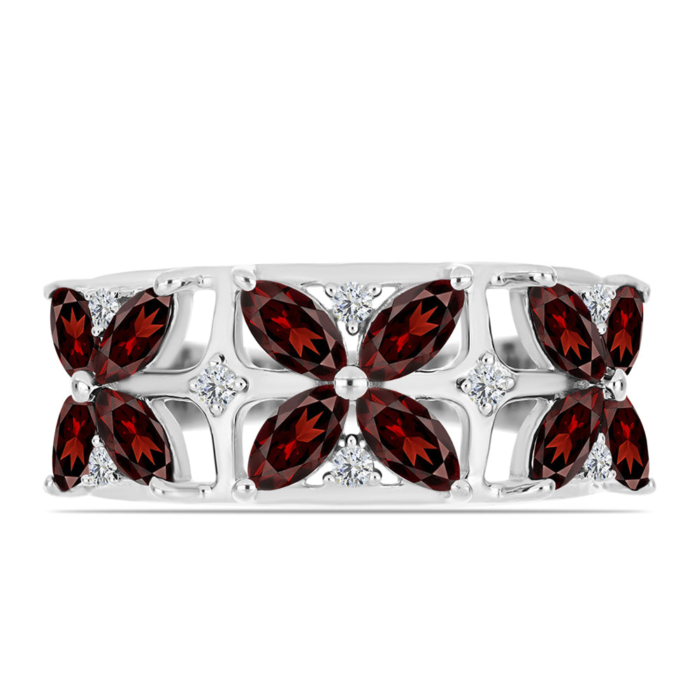 Inel din Argint 925 ( 3.68 grame ) cu Granat Barton și Topaz Alb 2.39 Carate 1 