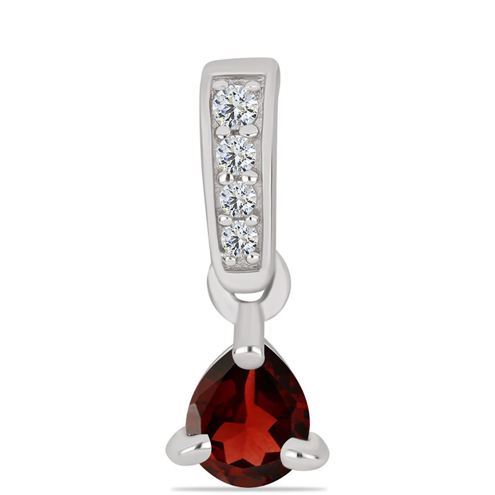 Pandantiv din Argint 925 ( 0.67 grame ) cu Granat Barton și Topaz Alb 0.43 Carate