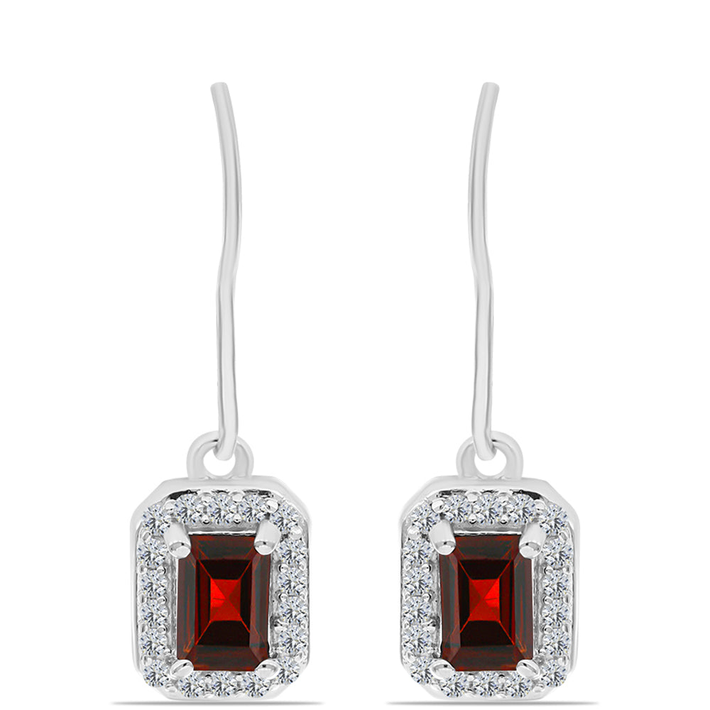 Cercei din Argint 925 ( 2.31 grame ) cu Granat Barton și Topaz Alb 1.66 Carate 1 