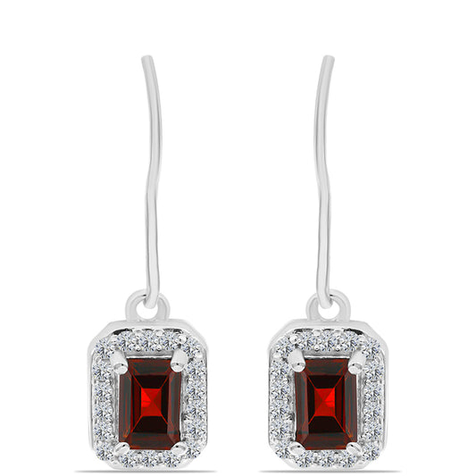 Cercei din Argint 925 ( 2.31 grame ) cu Granat Barton și Topaz Alb 1.66 Carate