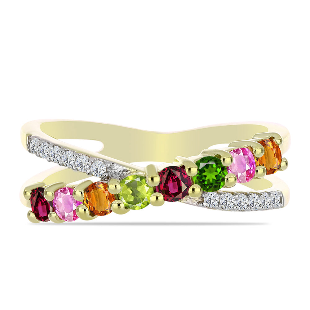 Inel din Argint 925 Placat cu Aur ( 3.37 grame ) cu Turmalină Chakra și Topaz Alb 0.84 Carate 1 