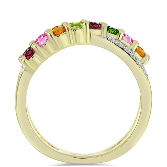 Inel din Argint 925 Placat cu Aur ( 3.37 grame ) cu Turmalină Chakra și Topaz Alb 0.84 Carate