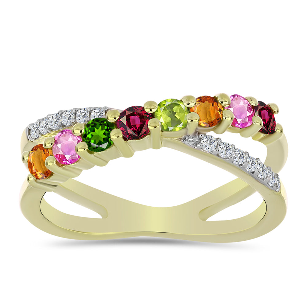 Inel din Argint 925 Placat cu Aur ( 3.37 grame ) cu Turmalină Chakra și Topaz Alb 0.84 Carate 3 