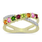 Inel din Argint 925 Placat cu Aur ( 3.37 grame ) cu Turmalină Chakra și Topaz Alb 0.84 Carate