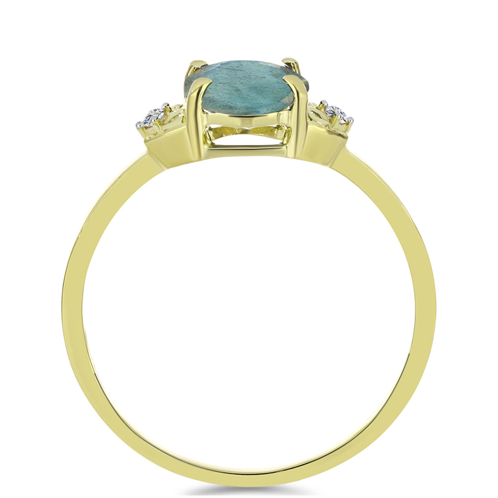 Inel din Argint 925 Placat cu Aur ( 1.84 grame ) cu Labradorit și Topaz Alb 1.63 Carate 2 