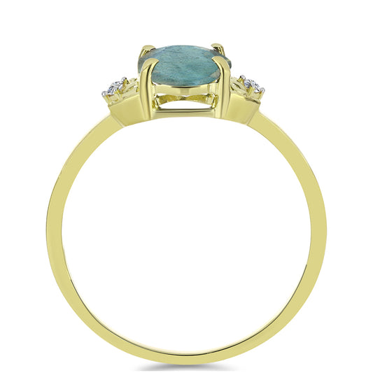Inel din Argint 925 Placat cu Aur ( 1.84 grame ) cu Labradorit și Topaz Alb 1.63 Carate
