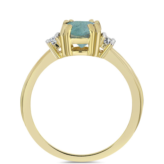 Inel din Argint 925 Placat cu Aur ( 2.56 grame ) cu Labradorit și Topaz Alb 1.42 Carate