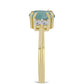 Inel din Argint 925 Placat cu Aur ( 2.56 grame ) cu Labradorit și Topaz Alb 1.42 Carate