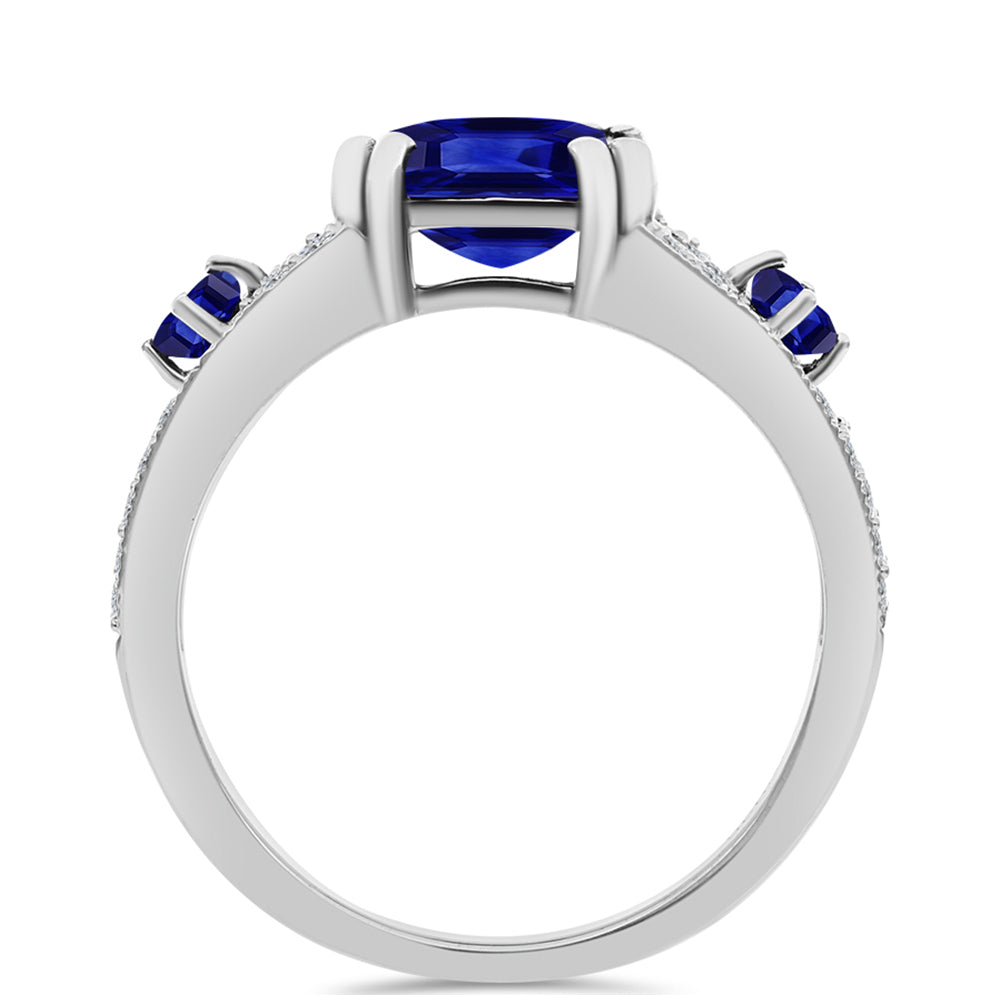 Inel din Argint 925 ( 3.4 grame ) cu Safir Albastru Australian și Topaz Alb 3.48 Carate 2 