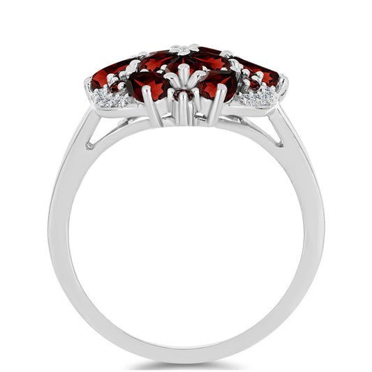 Inel din Argint 925 ( 4.95 grame ) cu Granat Barton și Topaz Alb 4.08 Carate