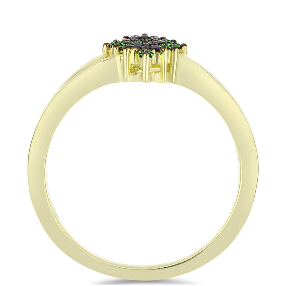 Inel din Argint 925 Placat cu Aur ( 2.17 grame ) cu Diamant Verde 0.08 Carate