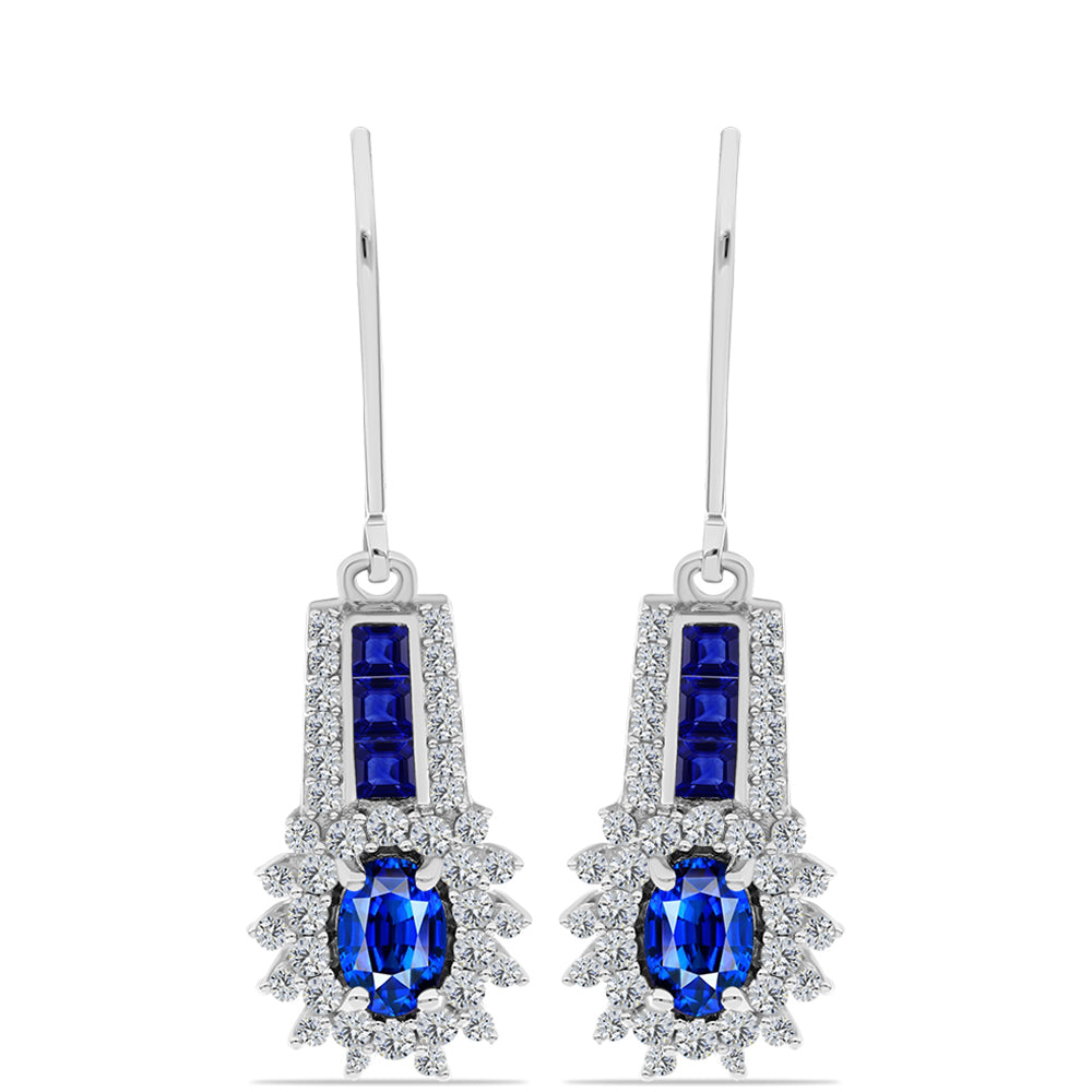 Cercei din Argint 925 ( 3.38 grame ) cu Safir Albastru Australian și Topaz Alb 2.7 Carate