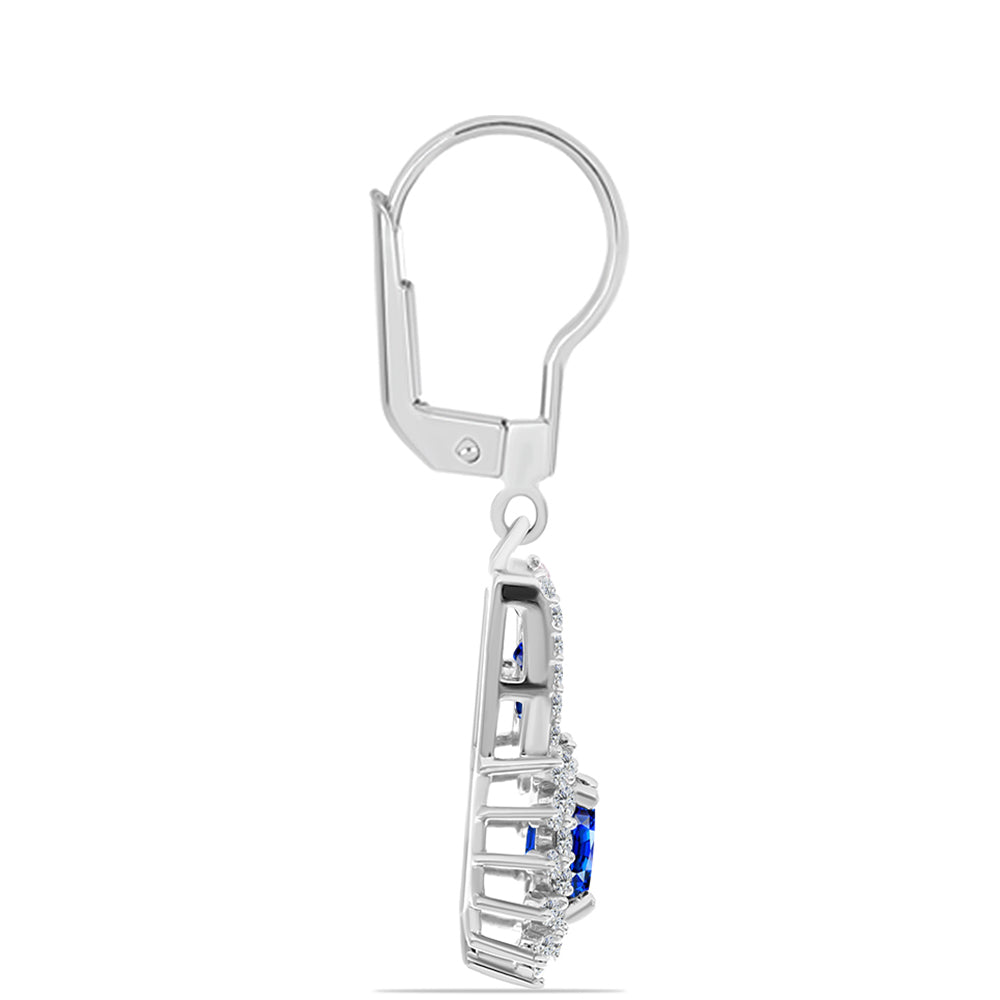 Cercei din Argint 925 ( 3.38 grame ) cu Safir Albastru Australian și Topaz Alb 2.7 Carate 2 