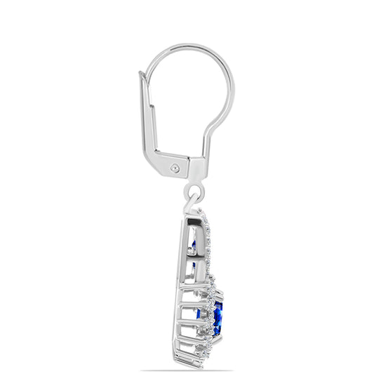 Cercei din Argint 925 ( 3.38 grame ) cu Safir Albastru Australian și Topaz Alb 2.7 Carate