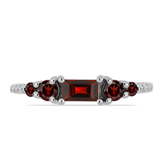 Inel din Argint 925 ( 1.87 grame ) cu Granat Barton și Topaz Alb 0.85 Carate