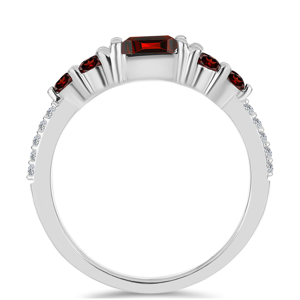 Inel din Argint 925 ( 1.87 grame ) cu Granat Barton și Topaz Alb 0.85 Carate