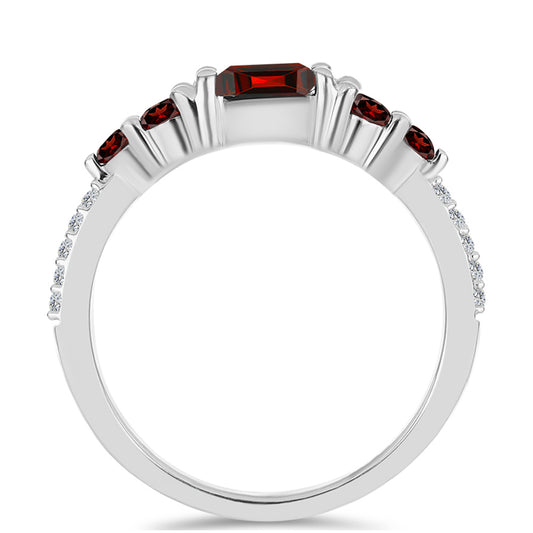 Inel din Argint 925 ( 1.87 grame ) cu Granat Barton și Topaz Alb 0.85 Carate