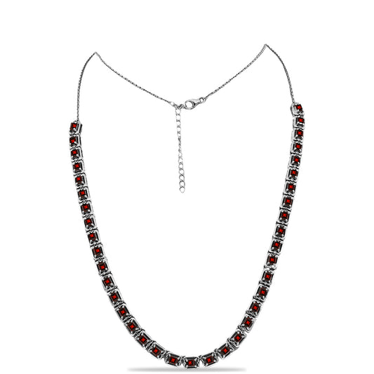 Colier din Argint 925 ( 19.35 grame ) cu Granat Barton și Topaz Alb 11.69 Carate