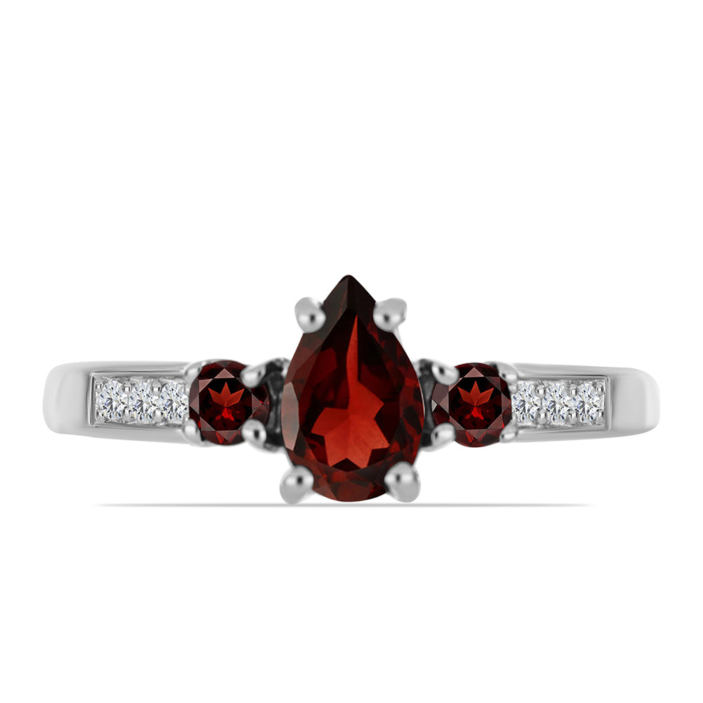 Inel din Argint 925 ( 2.46 grame ) cu Granat Barton și Topaz Alb 1.35 Carate