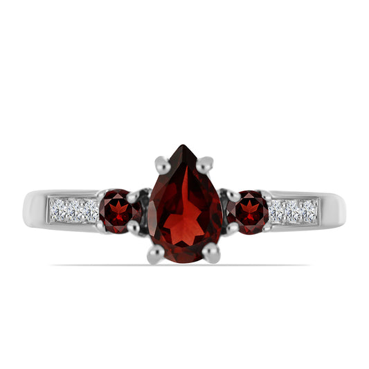 Inel din Argint 925 ( 2.46 grame ) cu Granat Barton și Topaz Alb 1.35 Carate