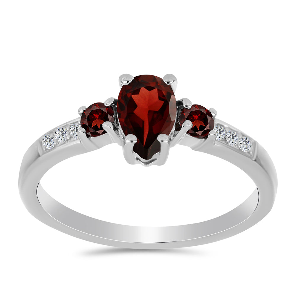 Inel din Argint 925 ( 2.46 grame ) cu Granat Barton și Topaz Alb 1.35 Carate 3 