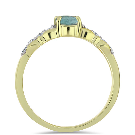 Inel din Argint 925 Placat cu Aur ( 2.84 grame ) cu Labradorit și Topaz Alb 1.14 Carate