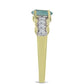 Inel din Argint 925 Placat cu Aur ( 2.84 grame ) cu Labradorit și Topaz Alb 1.14 Carate