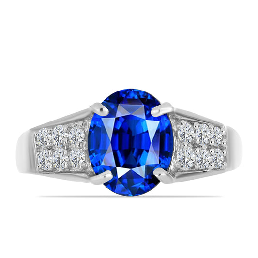 Inel din Argint 925 ( 3.05 grame ) cu Safir Albastru Australian și Topaz Alb 4.2 Carate