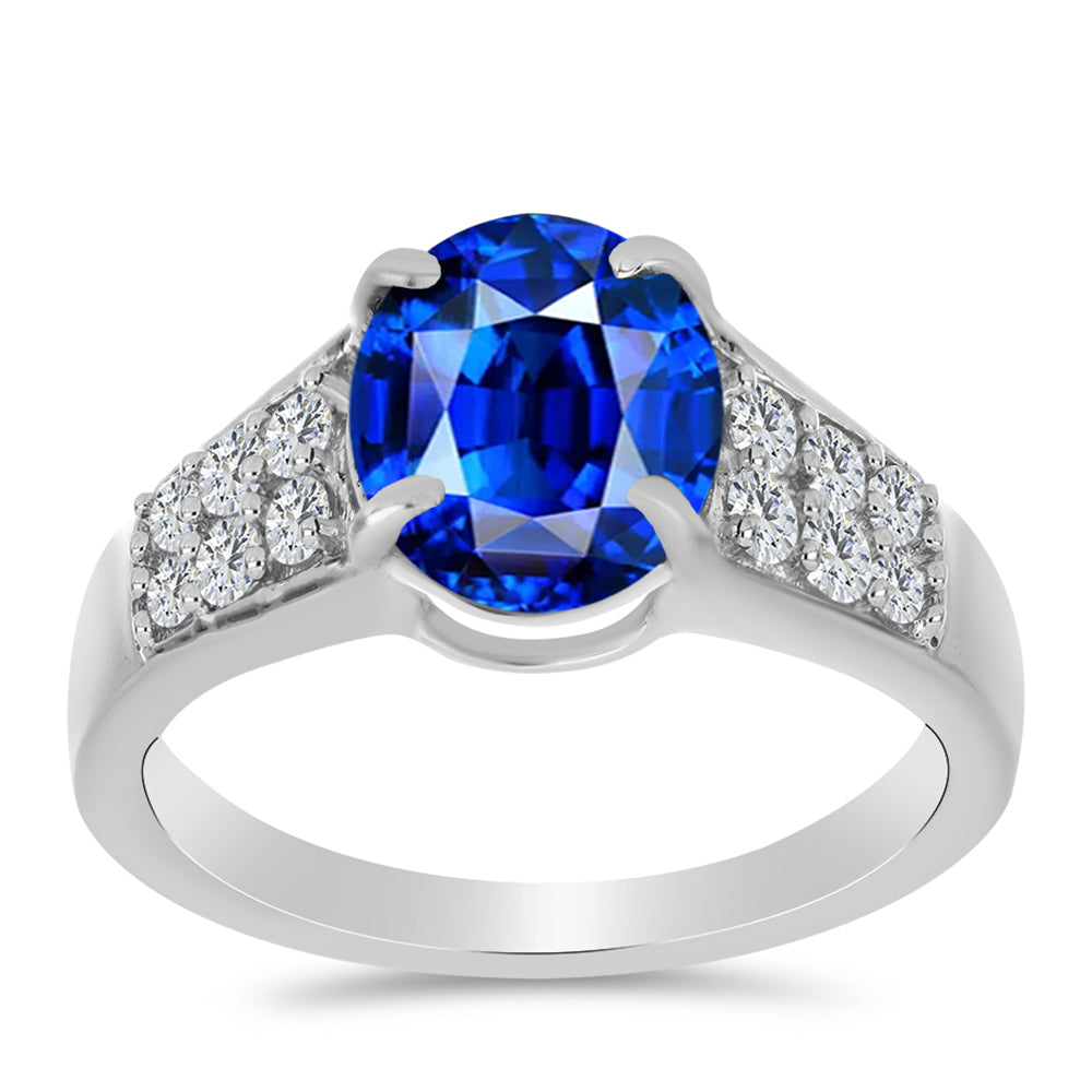 Inel din Argint 925 ( 3.05 grame ) cu Safir Albastru Australian și Topaz Alb 4.2 Carate