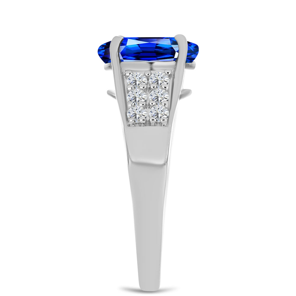 Inel din Argint 925 ( 3.05 grame ) cu Safir Albastru Australian și Topaz Alb 4.2 Carate 4 