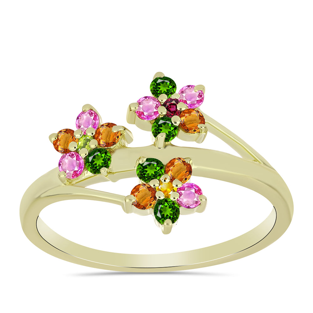 Inel din Argint 925 Placat cu Aur ( 2.51 grame ) cu Turmalină Chakra 0.73 Carate 3 