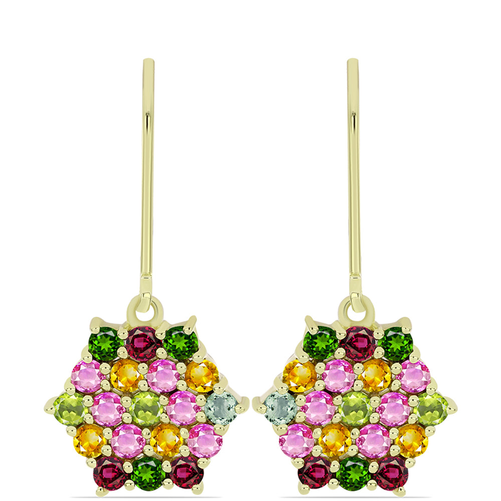 Cercei din Argint 925 Placat cu Aur ( 2.68 grame ) cu Turmalină Chakra 1.87 Carate 1 