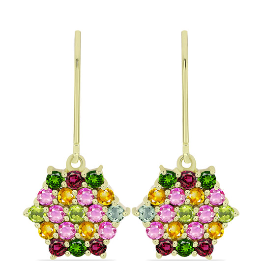 Cercei din Argint 925 Placat cu Aur ( 2.68 grame ) cu Turmalină Chakra 1.87 Carate