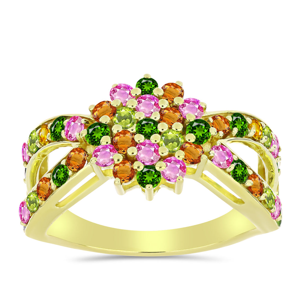 Inel din Argint 925 Placat cu Aur ( 4.1 grame ) cu Turmalină Chakra 1.93 Carate 3 