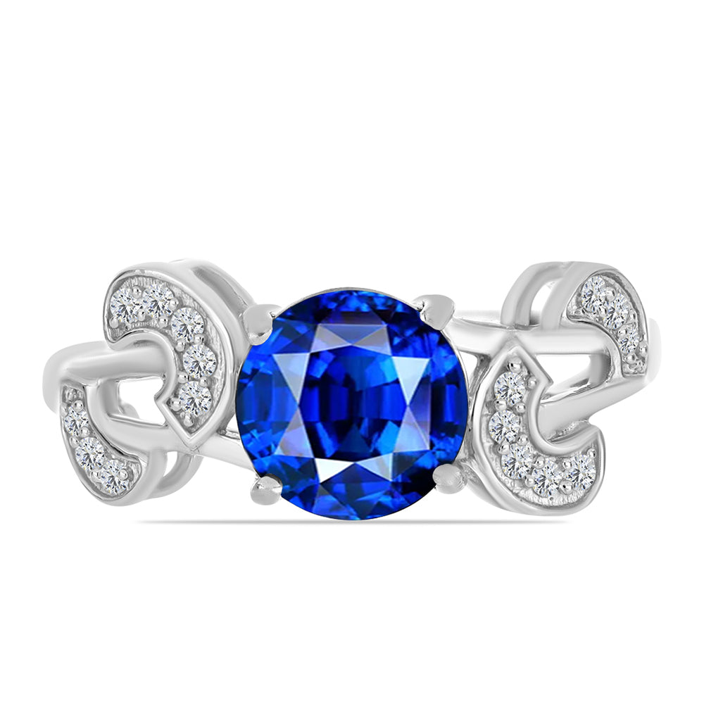 Inel din Argint 925 ( 2.81 grame ) cu Safir Albastru Australian și Topaz Alb 2.84 Carate 1 