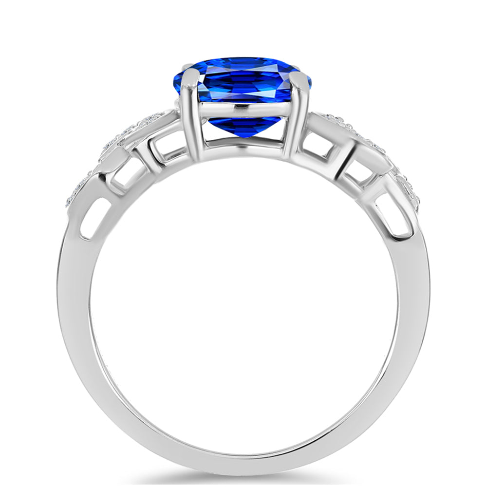 Inel din Argint 925 ( 2.81 grame ) cu Safir Albastru Australian și Topaz Alb 2.84 Carate 2 