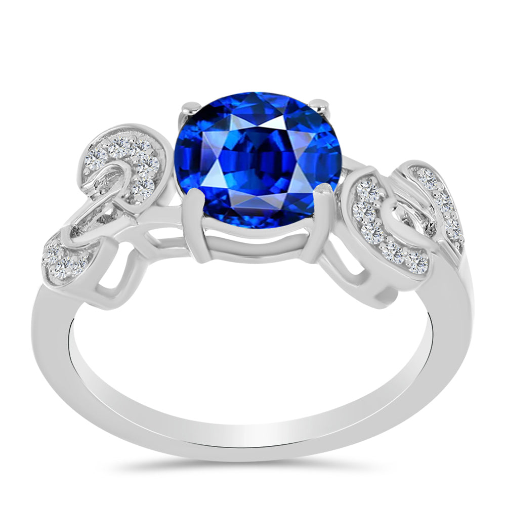 Inel din Argint 925 ( 2.81 grame ) cu Safir Albastru Australian și Topaz Alb 2.84 Carate