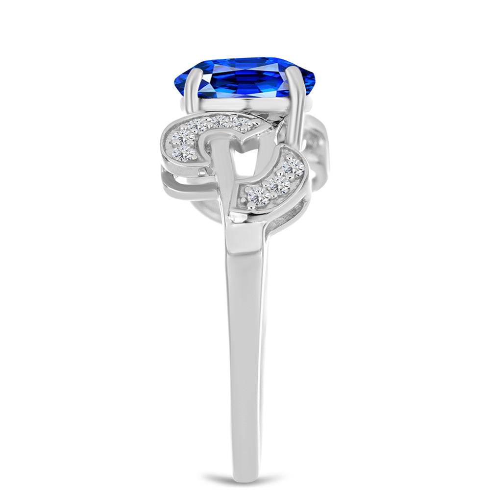 Inel din Argint 925 ( 2.81 grame ) cu Safir Albastru Australian și Topaz Alb 2.84 Carate 4 