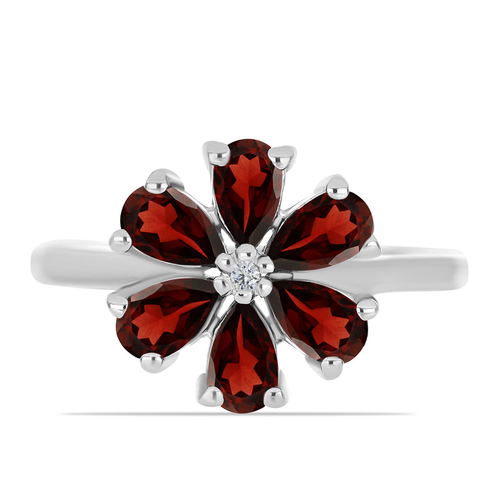 Inel din Argint 925 ( 2.52 grame ) cu Granat Barton și Topaz Alb 1.71 Carate 1 