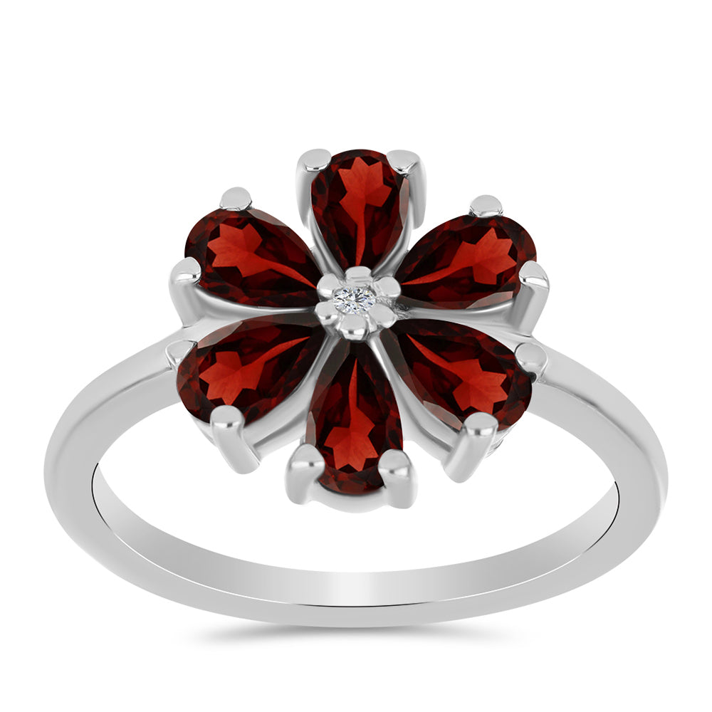 Inel din Argint 925 ( 2.52 grame ) cu Granat Barton și Topaz Alb 1.71 Carate 3 