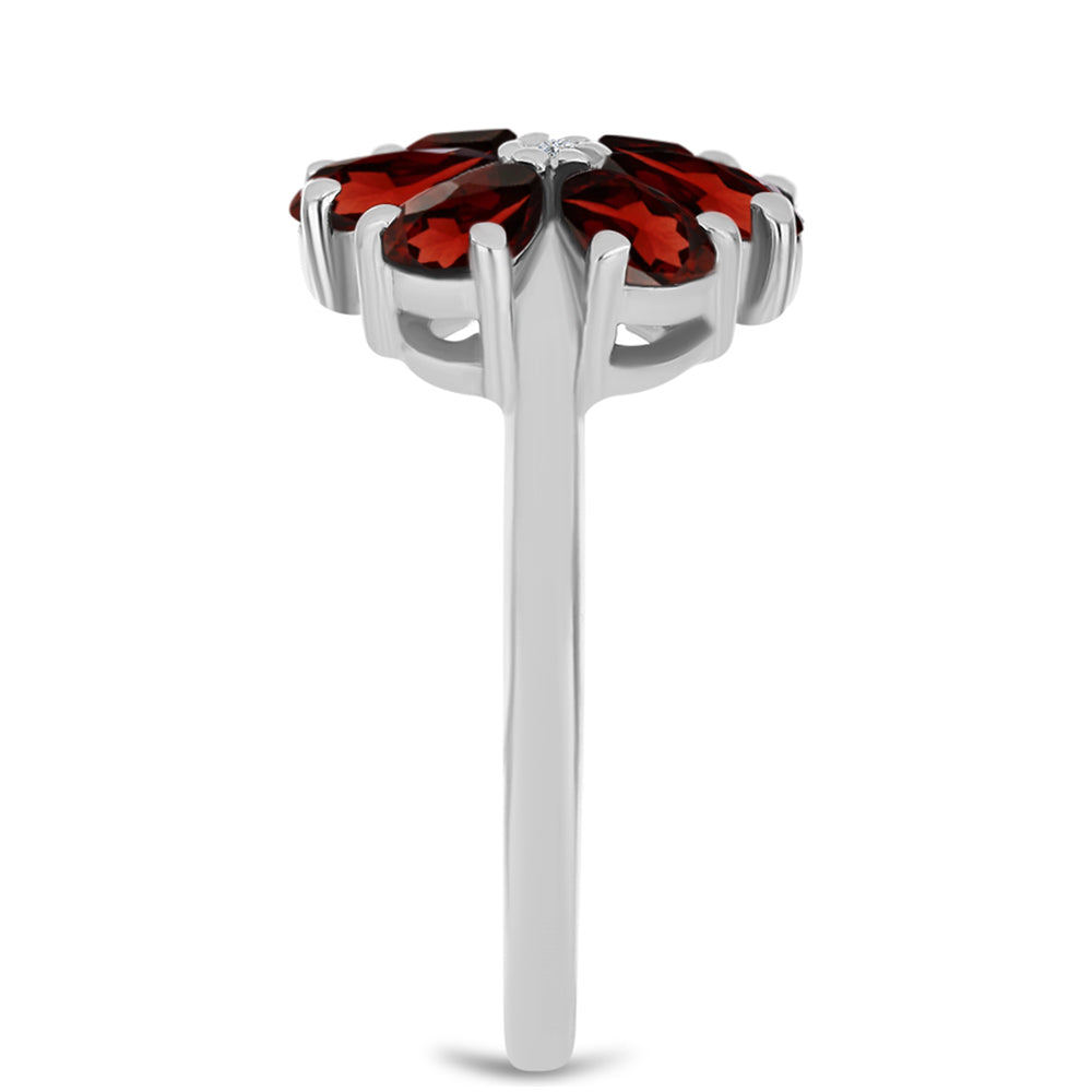 Inel din Argint 925 ( 2.52 grame ) cu Granat Barton și Topaz Alb 1.71 Carate 4 